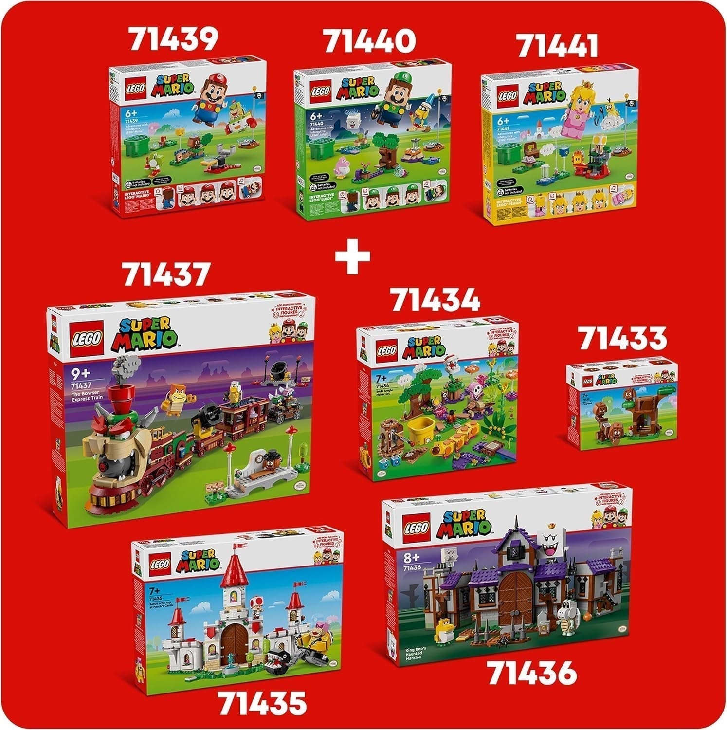 LEGO Super Mario Express Pociąg Bowser Zestaw przygodowy dla dzieci z młotkiem Brat 2 gumby i 2 parapunktury Prezent Nintendo dla chłopców Dziewczęta Gracze 71437 Zestawy do budowania Besuche den LEGO-Store