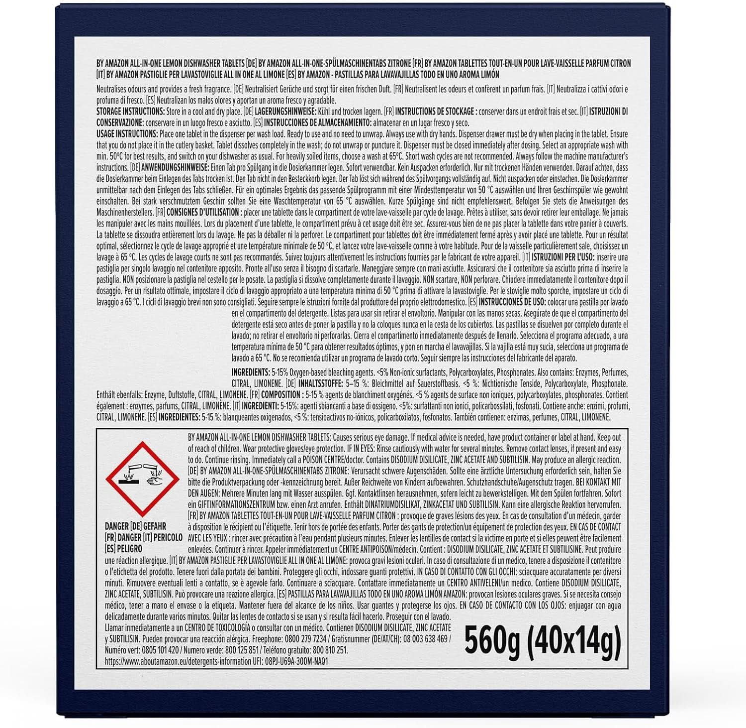 Tabletki do zmywarki All-In-One, cytrynowe, 40 tabletek Naty Shop Detergenty kuchenne