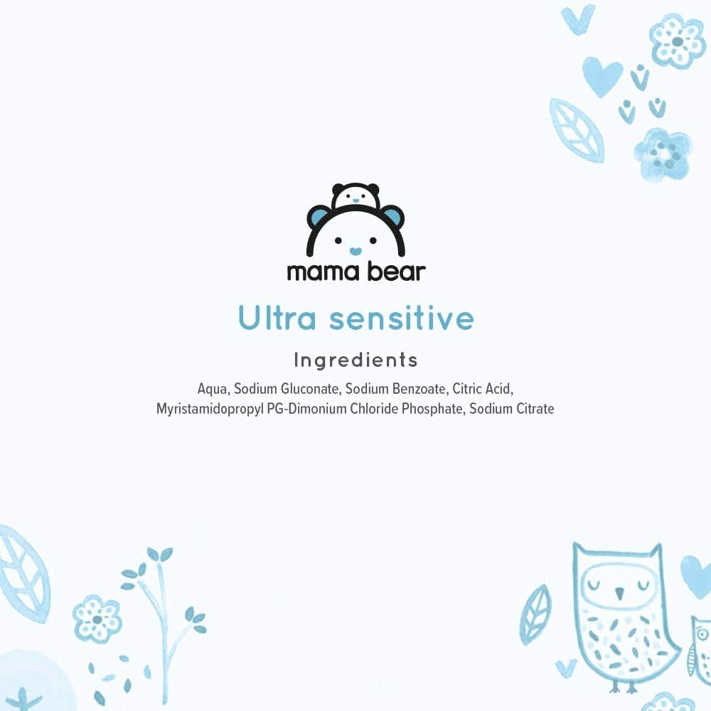 Mama Bear Ultra Sensitive Chusteczki dla niemowląt Bezzapachowe, 1008 szt. (18 opakowań po 60 szt.) Naty Shop