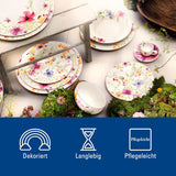 Zestaw startowy Villeroy & Boch Mariefleur, różne kolory, można myć w zmywarce, można używać w kuchence mikrofalowej, zestaw obiadowy dla 2 osób, zestaw naczyń obiadowych w kwiaty, zastawa stołowa, zestaw kombinowany, porcelana premium
