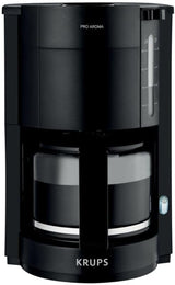 Krups F30908 ProAroma Ekspres do espresso z filtrem i szklaną karafką, pojemność 1,25 l, 10-15 filiżanek, 1050 W, czarny