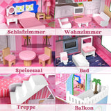 HENGMEI Puppenhaus Kinder Holz Puppenvilla Zestaw domków dla lalek Mädchen Spielset 3 Etagen Haus mit Möbeln und Zubehör, 70x30x100cm Puppenhäuser für Kinder (typ B)