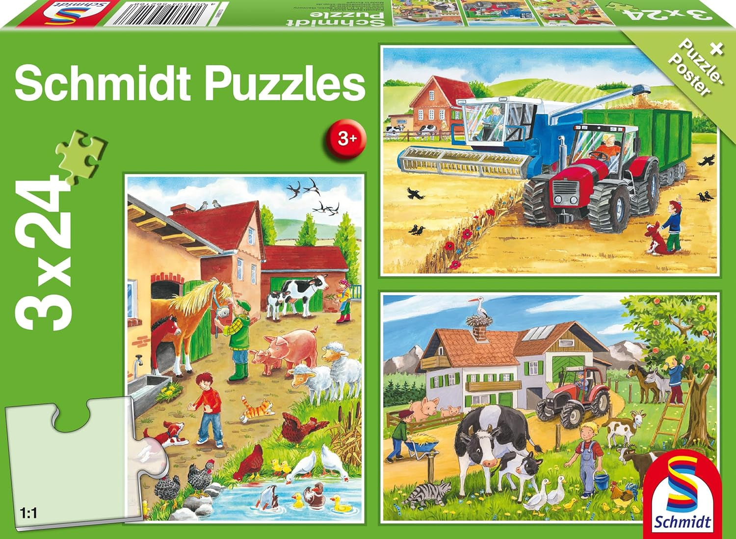 Schmidt Spiele 56216 Puzzle dla dzieci, 3X24 elementy Puzzle Naty Shop Domyślny tytuł