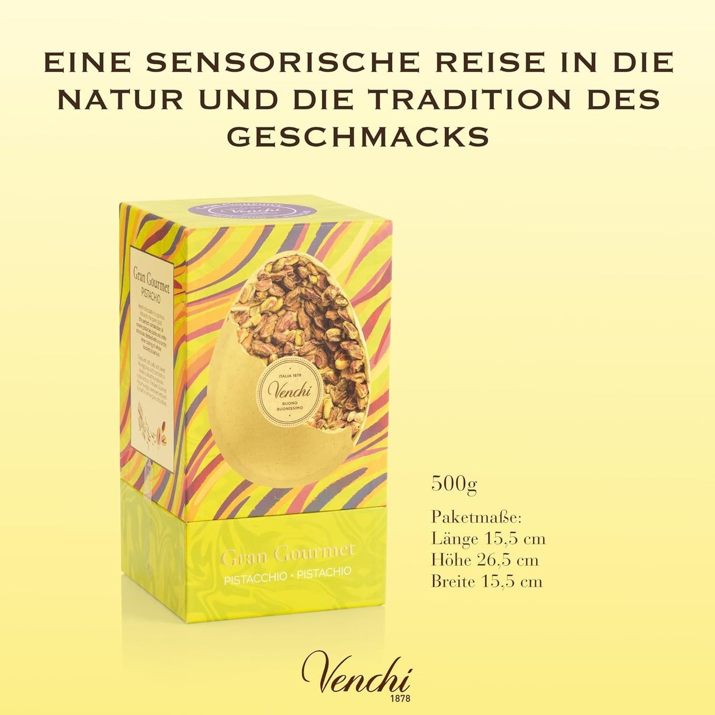 Venchi - Czekoladowe jajko o smaku pistacjowym, z całą pistacją, z niespodzianką, bezglutenowe, 500g, kolekcja wielkanocna, pomysł na prezent
