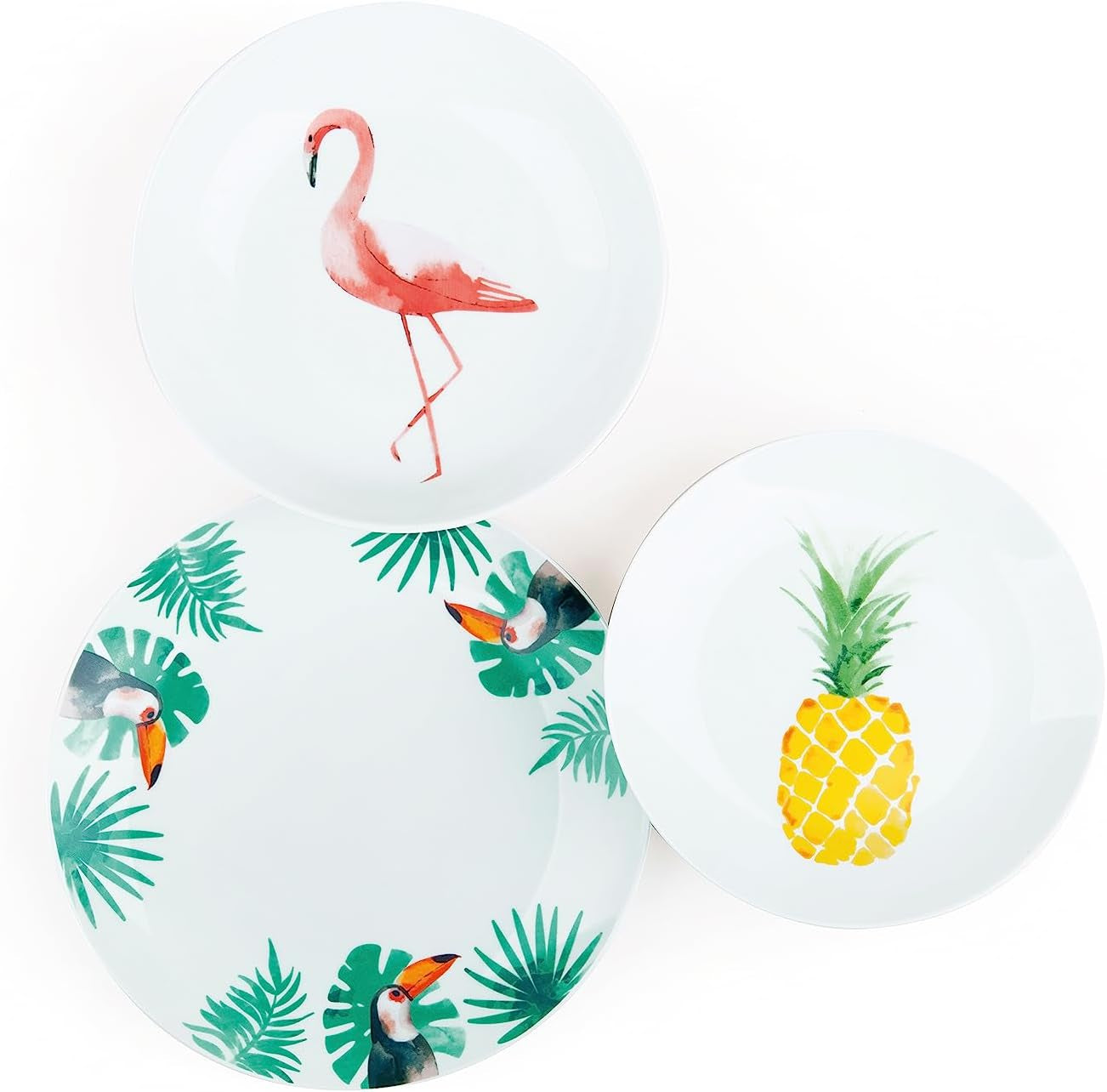 Zestaw zastawy stołowej Excelsa Tropical, 18 elementów, porcelana, biała, z dekoracją