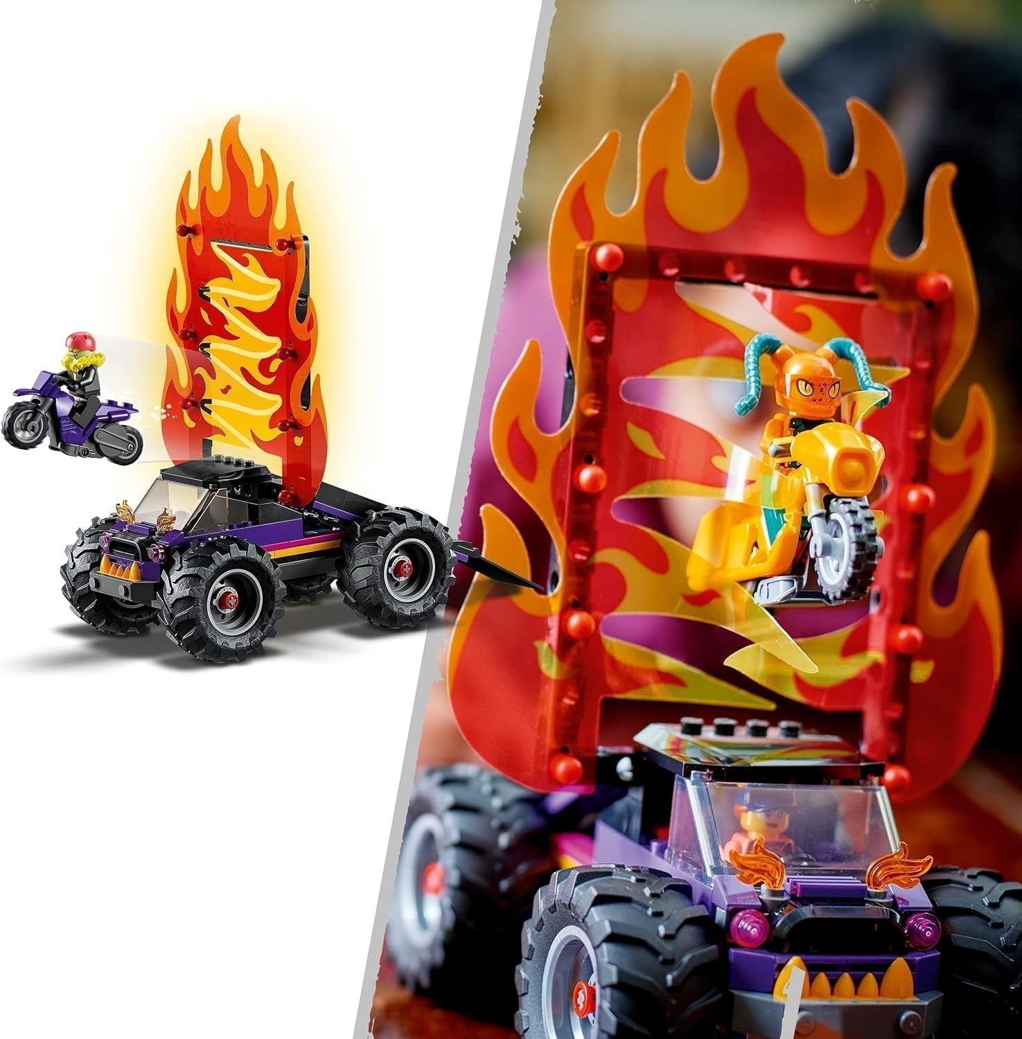 LEGO 60339 City Stuntz Zestaw kaskaderski z podwójną pętlą, zawiera. rampa, monster truck, 2 motocykle i 7 minifigurek, zabawka dla dzieci powyżej 7 lat Zestawy do budowania Besuche den LEGO-Store