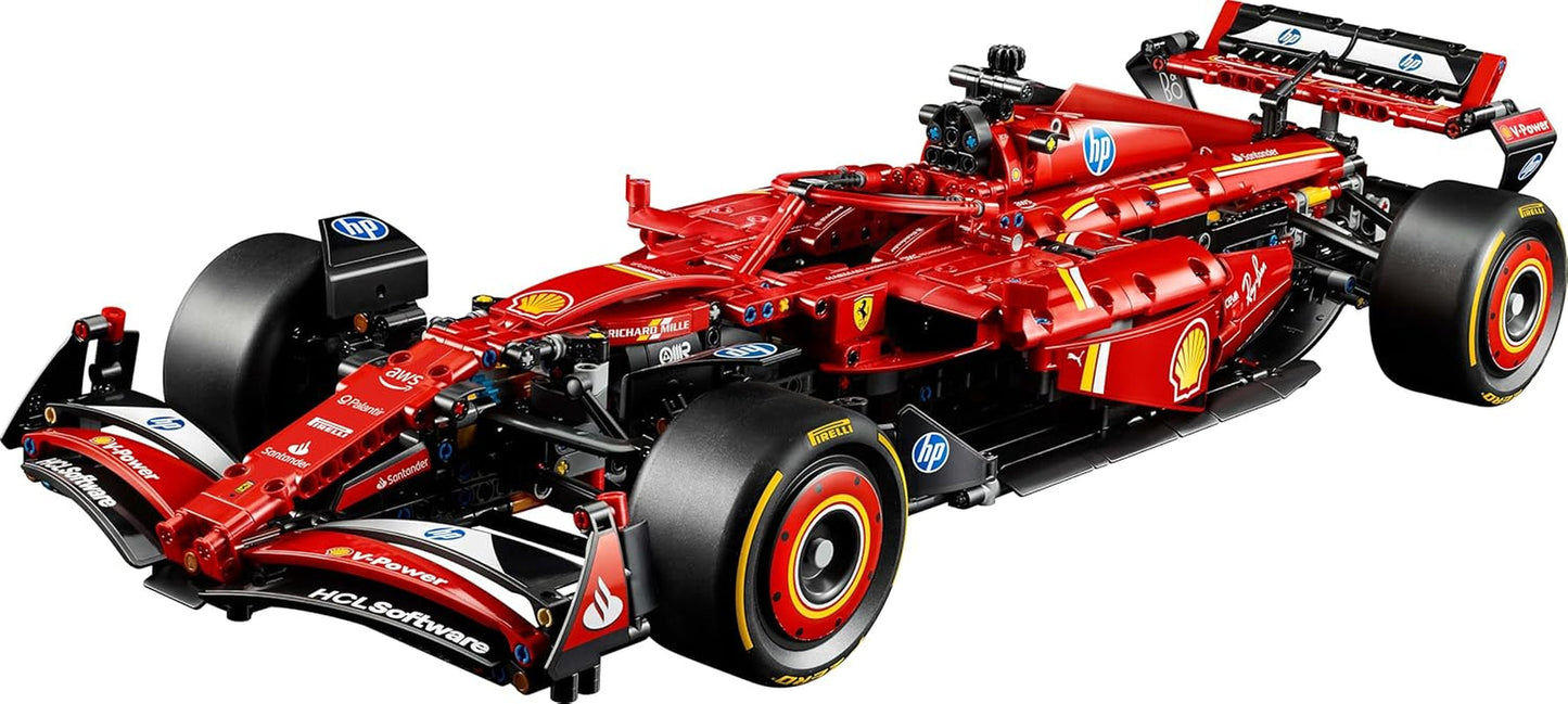 LEGO Technic Ferrari SF-24 F1 Race Car - Model samochodu dla dorosłych - Zestaw kolekcjonerski Formuły 1 - silnik V6, skrzynia biegów, układ kierowniczy i DRS w skali 1:8 - Prezent dla fanów sportów motorowych i samochodów wyścigowych 42207 Zestawy do budowania Beuche den LEGO-Store