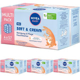 NIVEA BABY Soft & Cream chusteczki nawilżane dla niemowląt (4 x 57 sztuk)