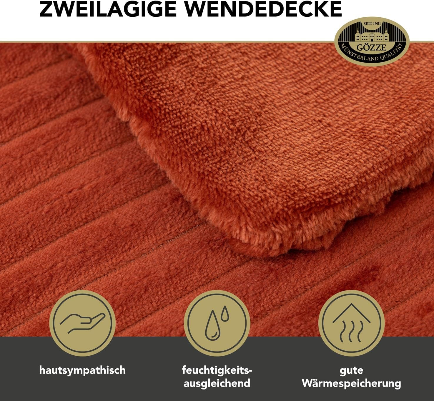 Gözze - Wygodny i miękki koc o wyglądzie sztruksu, 1620 g/sztuka, 150 x 200 cm - cynamonowe Łóżka i koce Besuche den GÃ¶zze-Store