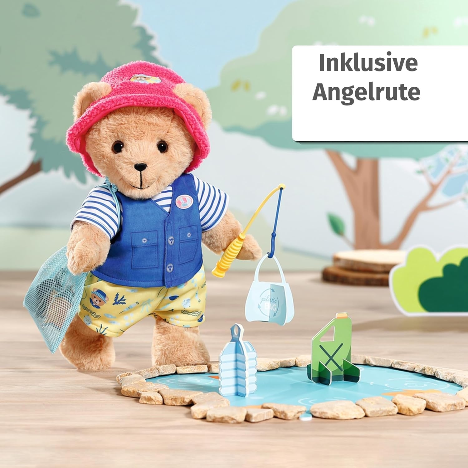 Kostium pluszowego wędkarza Baby Born z wędką dla lalek 43 cm i misia, 835982 Zapf Creation