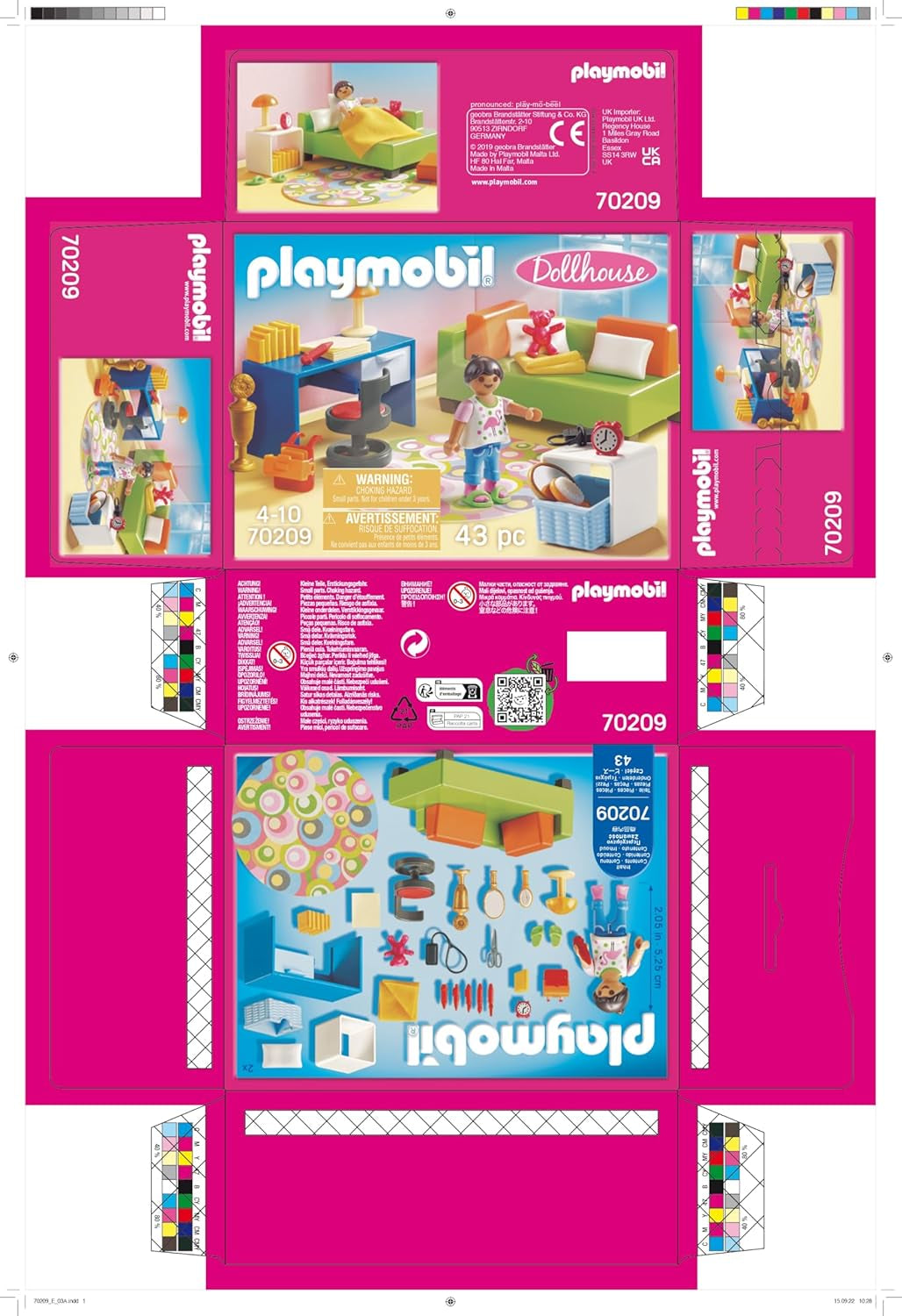 PLAYMOBIL Dollhouse 70209 Pokój młodzieżowy z figurką dziewczynki i akcesoriami, od 4 lat
