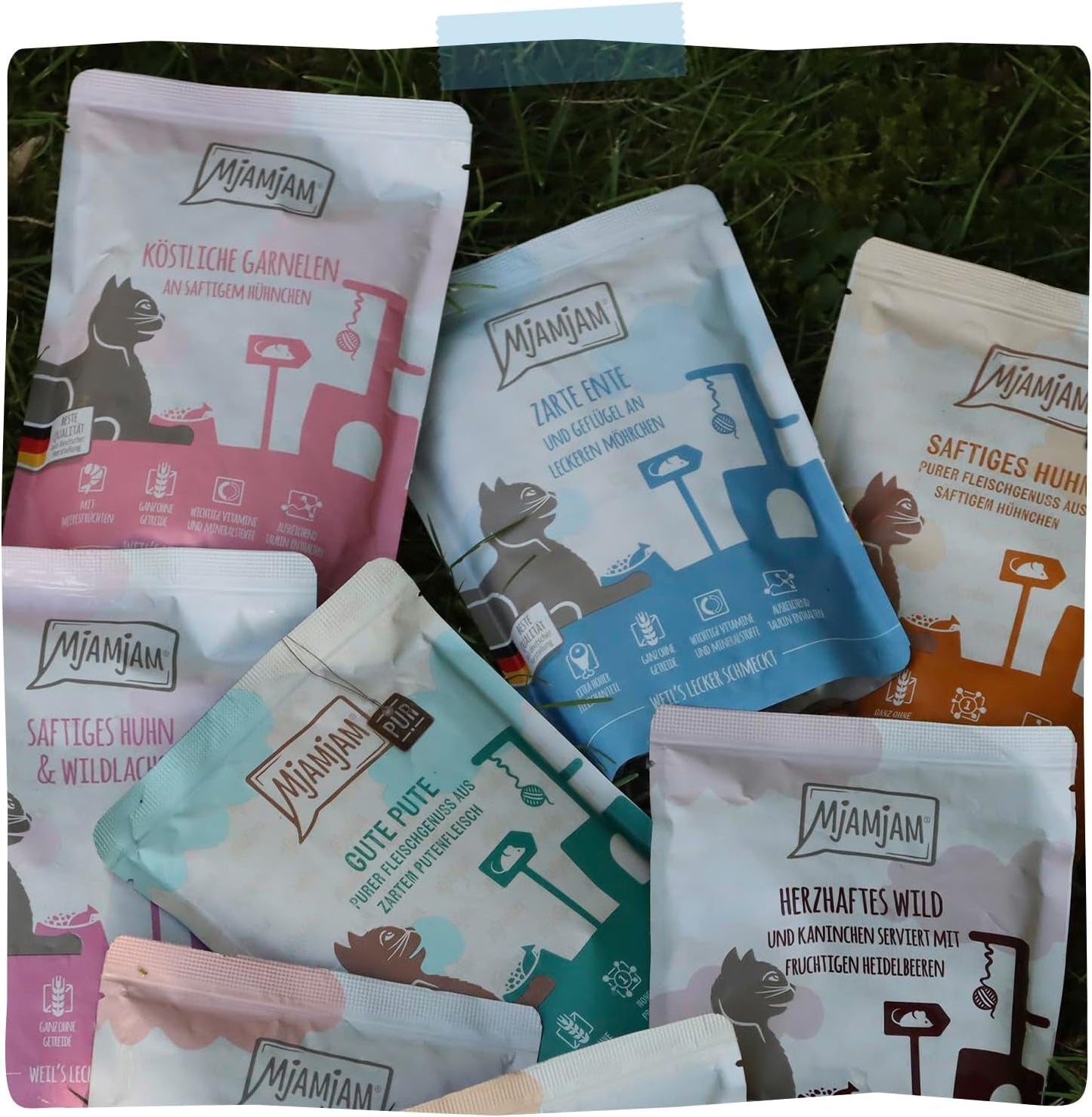 MjAMjAM - Mokra karma premium dla kotów - Delikatna kaczka i drób z pyszną marchewką, 1 opakowanie (1 x 400g), bez zbóż, z dodatkowym mięsem