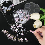 Charms do paznokci 3D, Charms do zdobienia paznokci Schleifen, Blumen i Perlen, Nagel Charms Aus Harz, Zestawy Nageldekorations, DIY Charms Nägel, Nagelanhänger