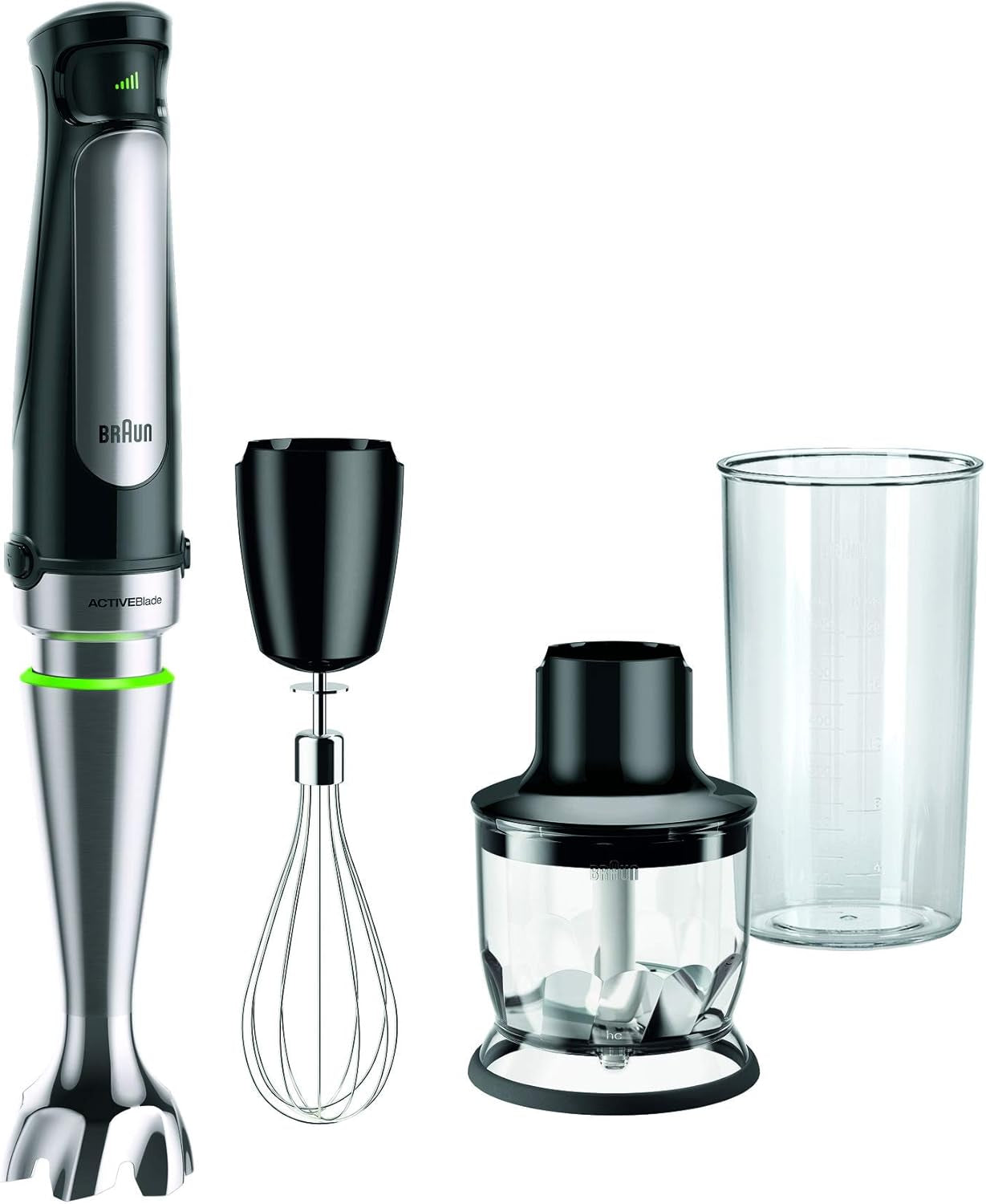 Mikser Braun Household Hogar Multiquick 7, Spritzschutz, Spülmaschinenfest, Bpa-Frei, 600 ml, Zerkleinerer 500 ml, Eisklinge, MQ 7035XBI, 1000 W, Schwarz, MQ7035XBI Kitchen Naty Shop Modell 2019 7025 | 3 Akcesoria