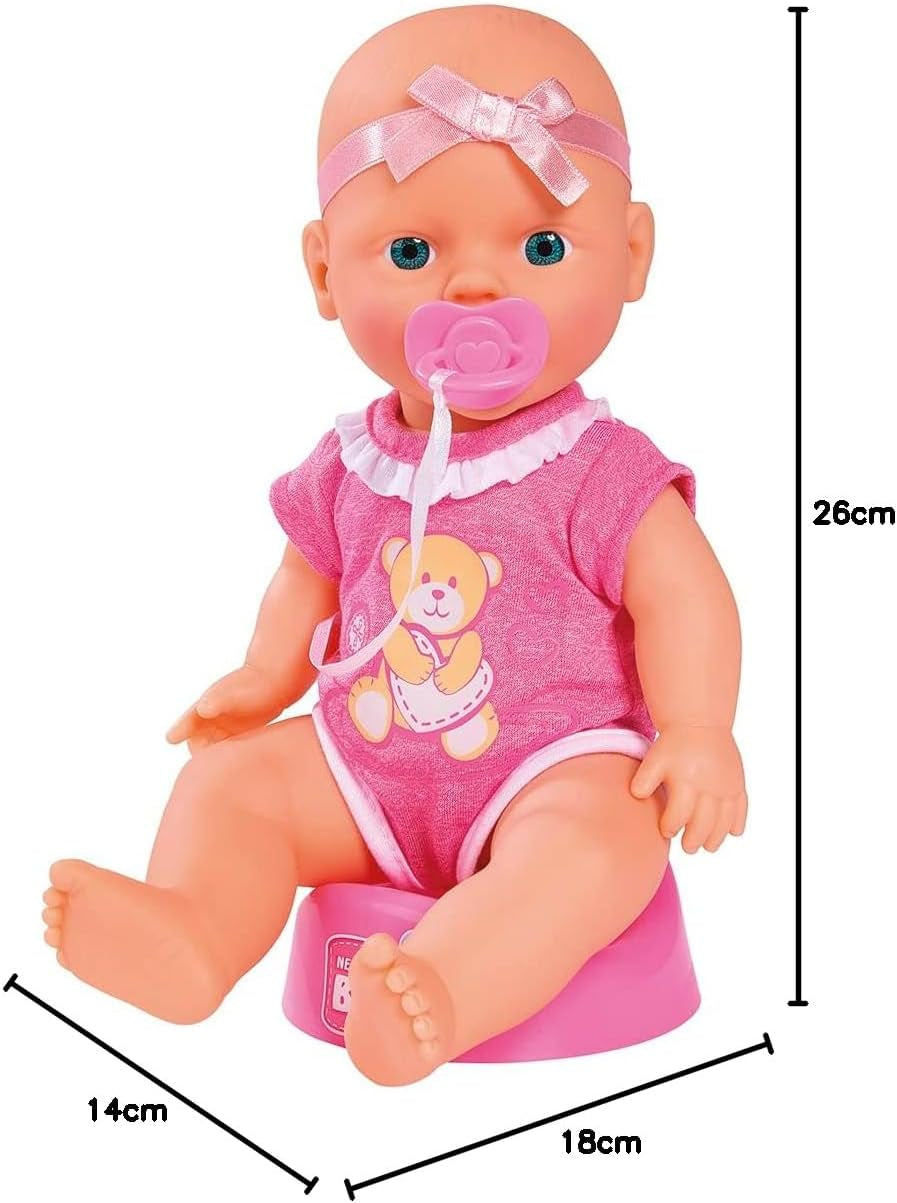 Simba 105030069 - Lalka noworodkowa, lalka do picia i podlewania w całości z winylu z aktem urodzenia i akcesoriami, 4 sztuki, 30 cm, lalka bobas, wiek 3+