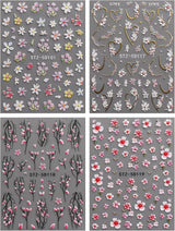 JMEOWIO 3D Nagelsticker Blume Nail Art Naklejka Selbstklebend Nagelaufkleber 5D Stereoskopisch Frühling Letnia dekoracja kwiatowa Nageldesign Zubehör 4 Blatt