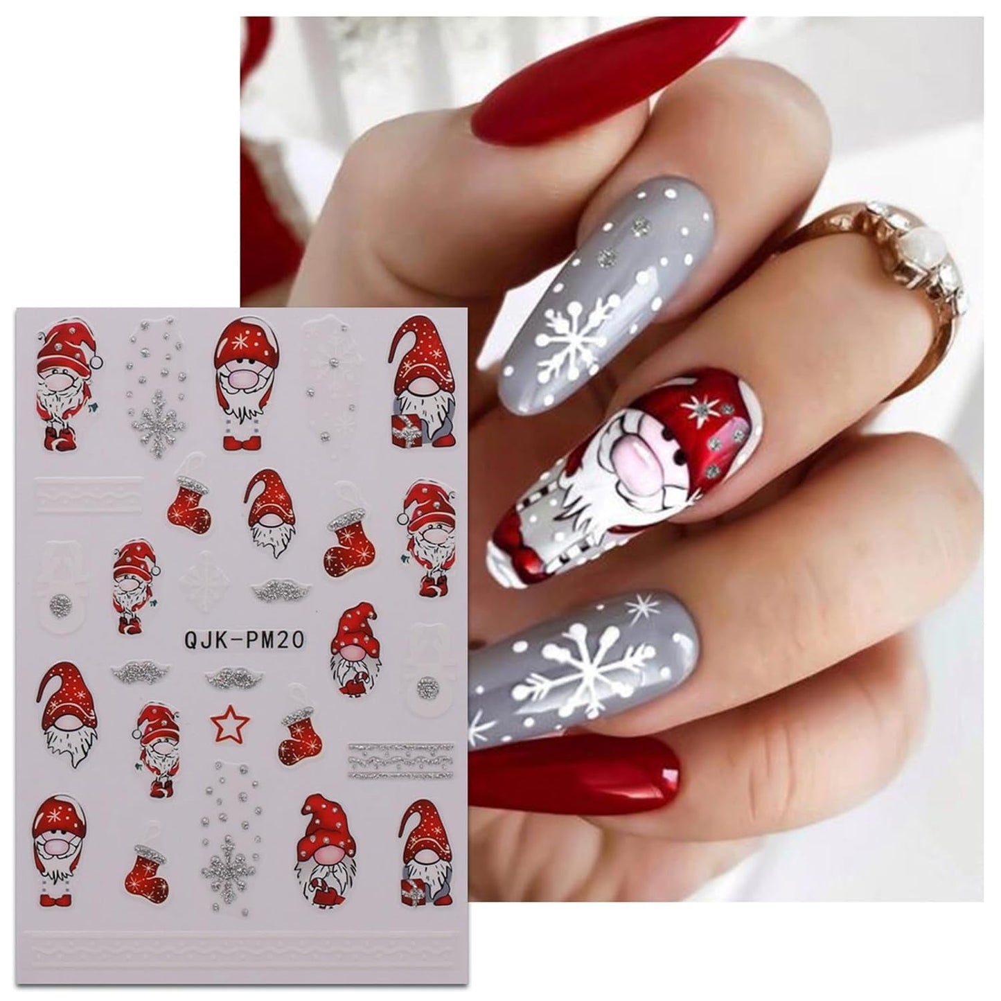 JMEOWIO Nagelsticker Glitzer Weihnachten 10 Blatt Nail Art Naklejka Selbstklebend Nagelaufkleber Schneeflocken Zimowa dekoracja Nageldesign Zubehör