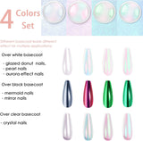 Chrom Nagel Pulver 4 Farben Irisierendes Aurora Pulver Metallic Spiegel Effekt Pigment Perłowy Meerjungfrau Glitter Einhorn Glitter Für Żel Polski Nail Art Dekoration-Purpurgrüner Jadeit