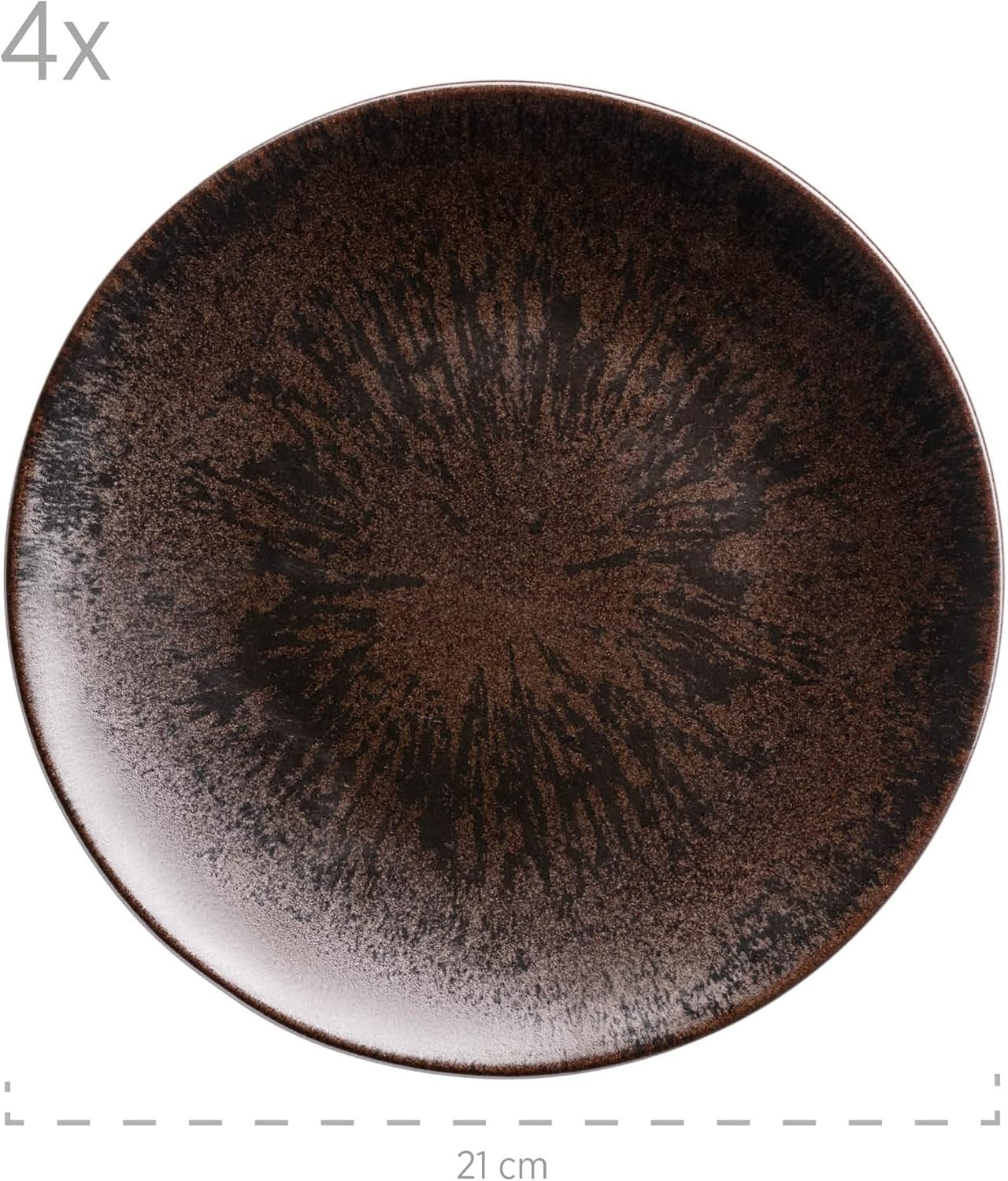 MĘSER Bronze Metallic 12-częściowy serwis stołowy dla 4 osób z elegancką i błyszczącą glazurą Zestaw talerzy obiadowych z talerzem obiadowym, talerzem obiadowym i talerzem deserowym z wysokiej jakości ceramiki, kamionki, brązu