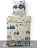 Skybrands Kinder Bettwäsche Tiere 135X200 Bauernhof Kinderbettwäsche Bagger Traktor Baumwolle Kinderbettwäsche 2Tgl. Sklep Für Jungen Und Mädchen Naty