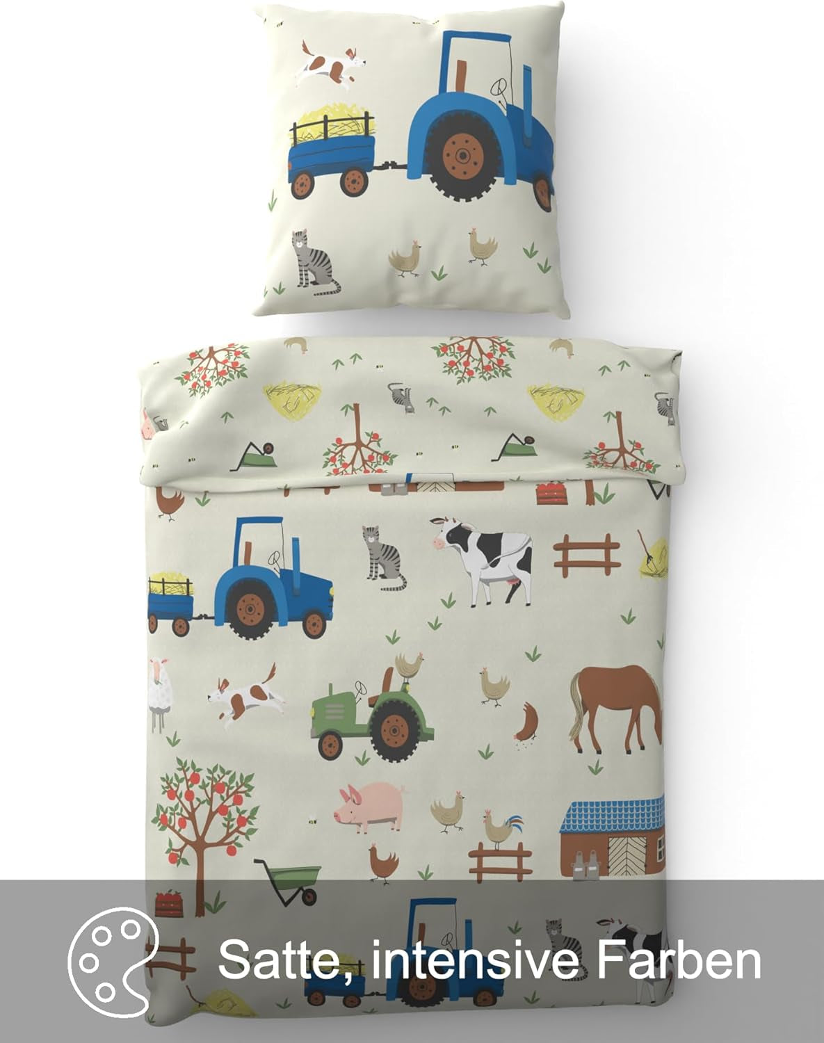 Skybrands Kinder Bettwäsche Tiere 135X200 Bauernhof Kinderbettwäsche Bagger Traktor Baumwolle Kinderbettwäsche 2Tgl. Sklep Für Jungen Und Mädchen Naty