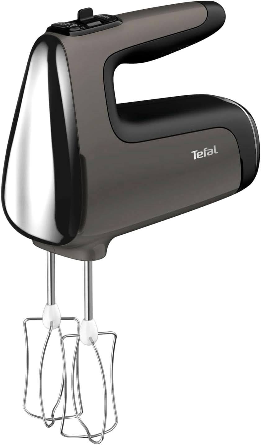Mikser ręczny Tefal HT650E Power Mix Silence | 600 W | Sterownik zmiennej prędkości | Funkcja Turbo-Und Auswurf | Silnik do ekstremalnej rekreacji | Zawiera 2 Rührbesen i 2 Knethaken | Kuchnia pszenna Naty Shop Single