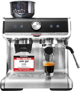 Ekspres do kawy GASTROBACK ze młynkiem, dzbankiem na mleko, dociskiem i kolbą ze stali nierdzewnej - Ekspres Barista ze spieniaczem do mleka - Ekspres do espresso z 30 stopniami mielenia