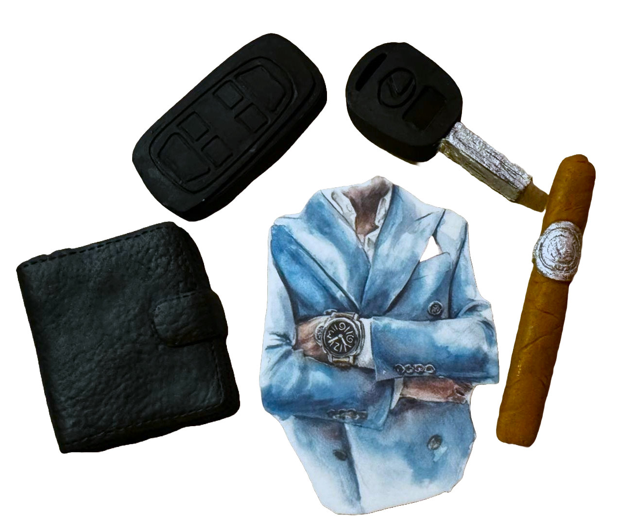 Zestaw 5 dekoracji z jadalnej pasty cukrowej, Man Sugar Paste Decorations Naty Shop