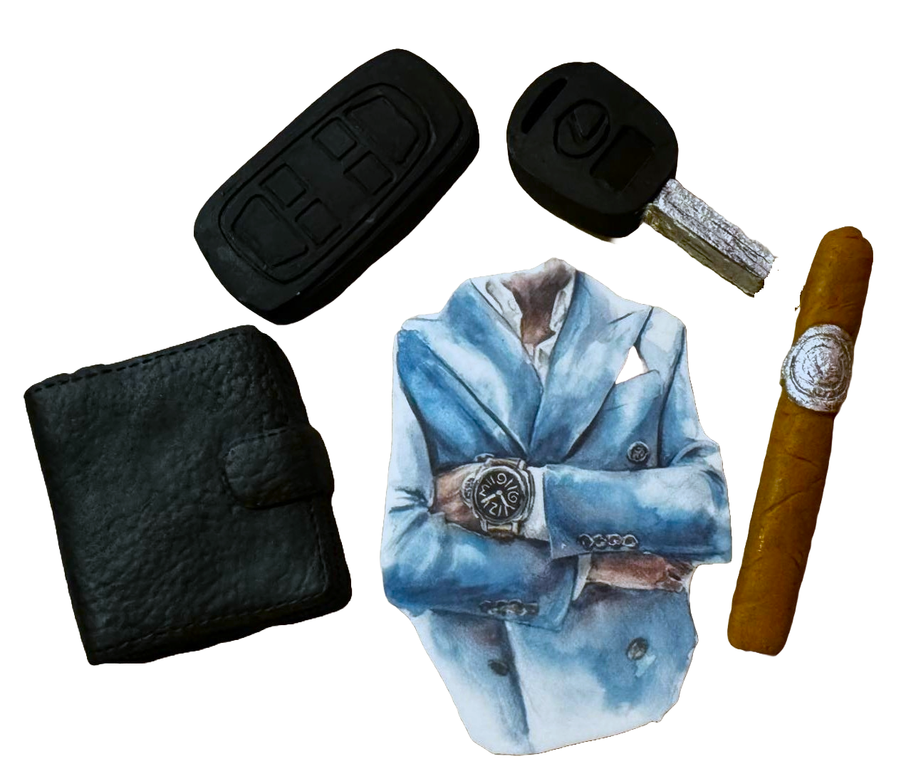 Zestaw 5 dekoracji z jadalnej pasty cukrowej, Man Sugar Paste Decorations Naty Shop