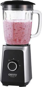 CR 4077 Mikser stojący Mit 1,5L Glasbehälter, Smoothie Maker, Hochleistungsmixer, Mahlung, Eis-Zerkleinerung, Pulsfunktion, Edelstahlklingen, 2 Geschwindigkeiten, 1000W, Schwarz/Silber Kitchen Naty Shop