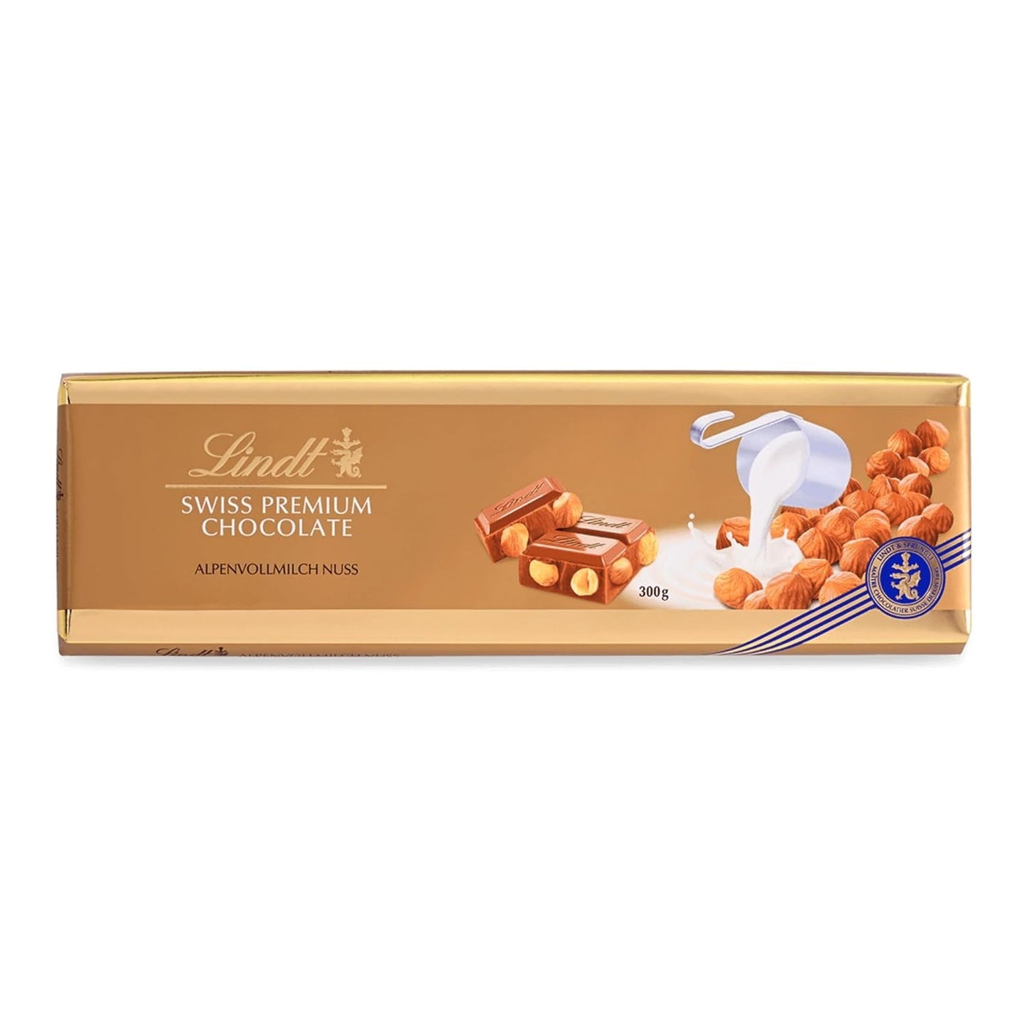 Czekolada Lindta | Czekolada z mlekiem i orzechami | 300g | Najlepsza czekolada mleczna z całych orzechów | Batonik czekoladowy