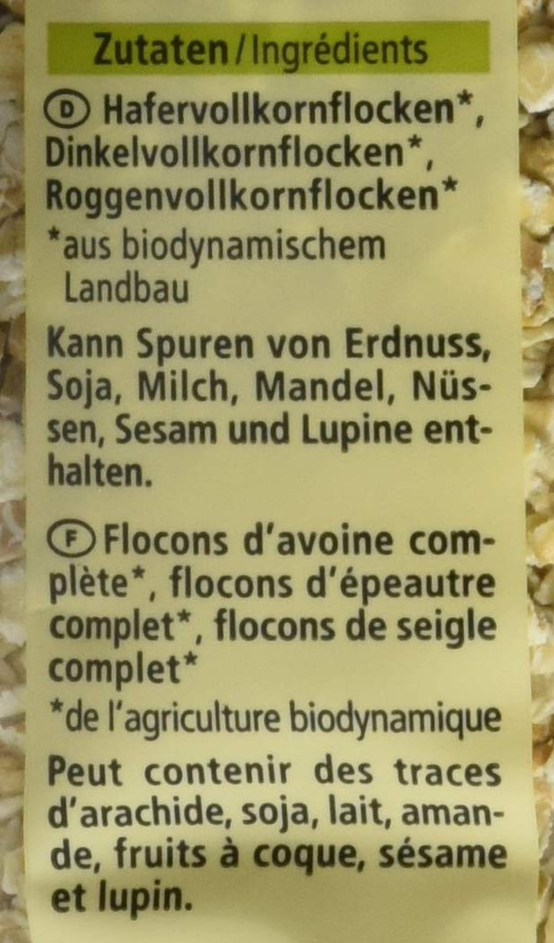 Bio 3-Korn Flocken, 500 g płatków zbożowych Naty Shop