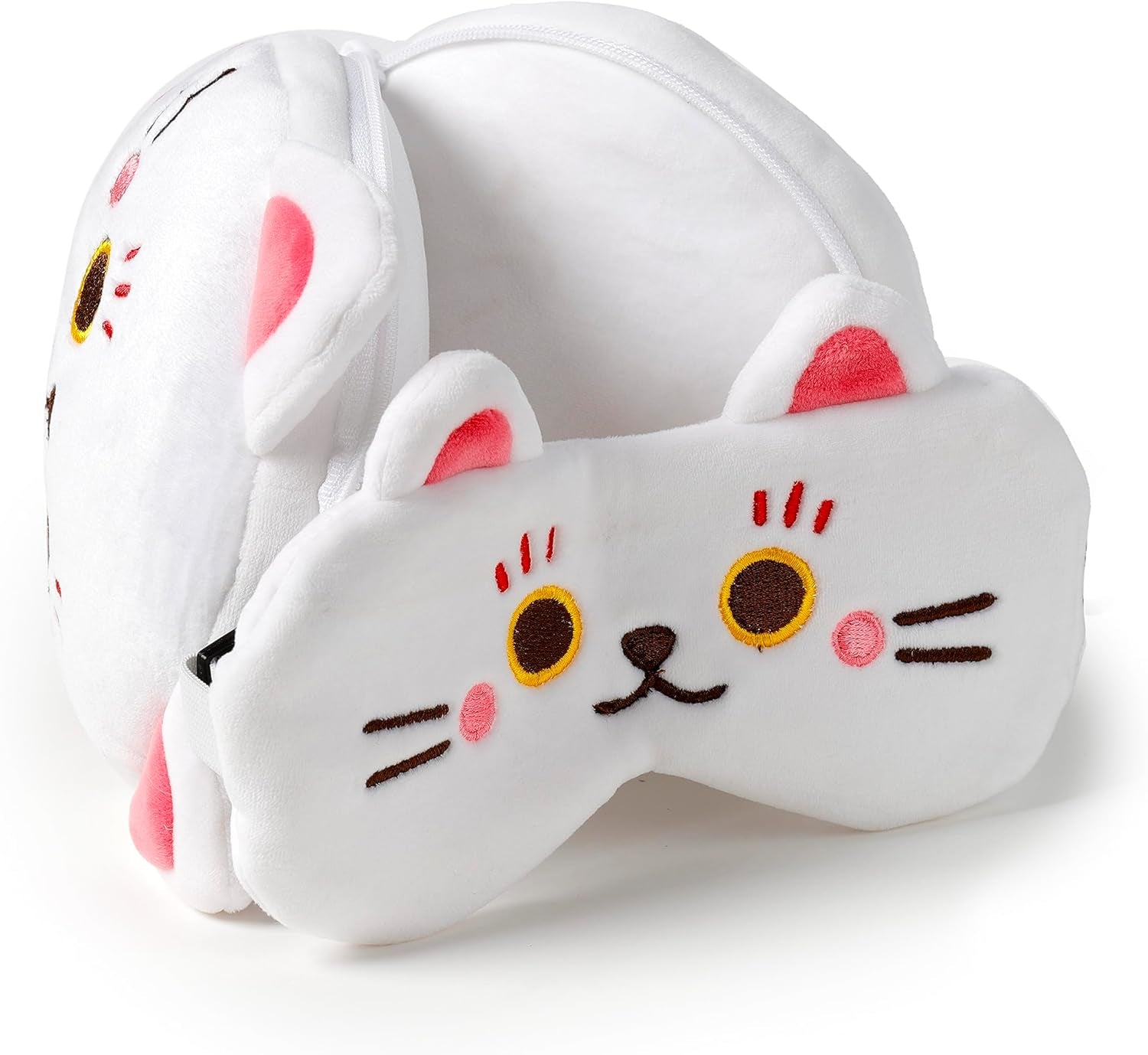Poduszka podróżna z maską Relaxeazzz - talizman kota Maneki Neko Poduszki podróżne Naty Shop