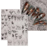 JMEOWIO Nagelsticker Schmetterling 9 Blatt Nail Art Naklejka Selbstklebend Nagelaufkleber Mond Dekoration Nageldesign Zubehör