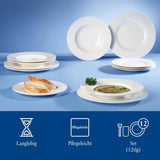 Villeroy & Boch Wonderful World 12-częściowy zestaw naczyń obiadowych, można myć w zmywarce i używać w kuchence mikrofalowej, biały, talerze, zastawa stołowa, porcelana, talerze obiadowe, zestaw, nowoczesny zestaw naczyń obiadowych, porcelana premium