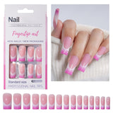 30 sztuk francuskie sztuczne paznokcie-klej na sztuczne paznokcie-miękkie paznokcie żelowe dla kobiet-akrylowe paznokcie samoprzylepne kwadratowy manicure (francuski różowy)