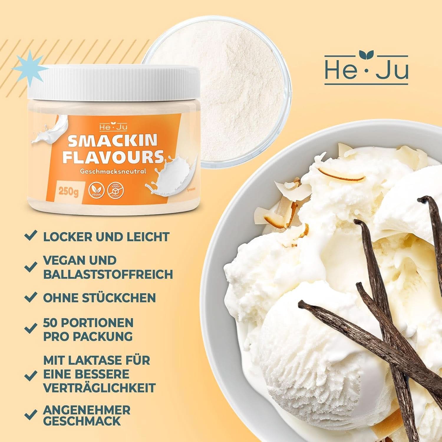 He-Ju, Proszek o neutralnym smaku, 250 gramów Aromas Naty Shop