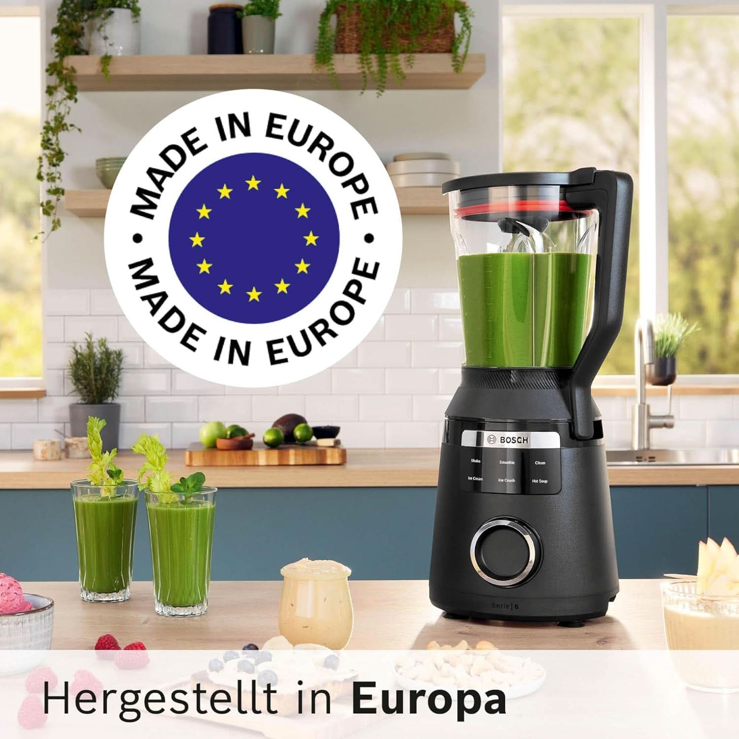 Mikser stojący szybkoobrotowy Vitapower Serie 6 MMBD665B1, 45 000 obr./min, 6 programów Inkl Heiße Suppe & Reinigung, 2 l Mixbehälter, Stopfer, Spülmaschinenfeste Teile, Made in Europe, 1800 W, Schwarz Kitchen Naty Shop