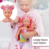 BABY Born Little Sister Mermaid 46 cm Wodoodporna lalka syrenka z długimi włosami i ruchomą brokatową płetwą, w komplecie. tiara i grzebień, 833681 Zapf Creation Dolls Naty Shop