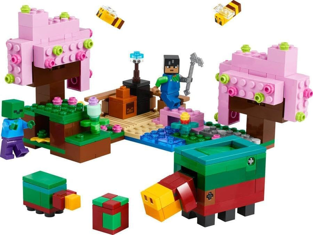 LEGO Minecraft Sad z kwiatami wiśni Zabawkowy ogród do zwiedzania ze Słoneczkiem, Wąchaczem, Zombie i Pszczołami Prezent dla graczy dla chłopców i dziewcząt w wieku 8 lat 21260 Zestawy do budowania Szukaj sklepu LEGO