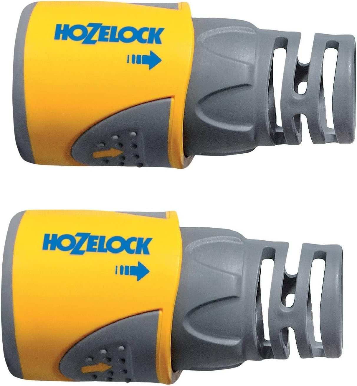 HOZELOCK - 2 złączki do węży Plus Ø 12,5 mm - 15 mm (1/2"- 5/8") Soft Touch: wodoodporne, antypoślizgowe, elastyczne i wydłużone złącze węża, które zapobiega skręcaniu się i kapaniu [2050P0025]