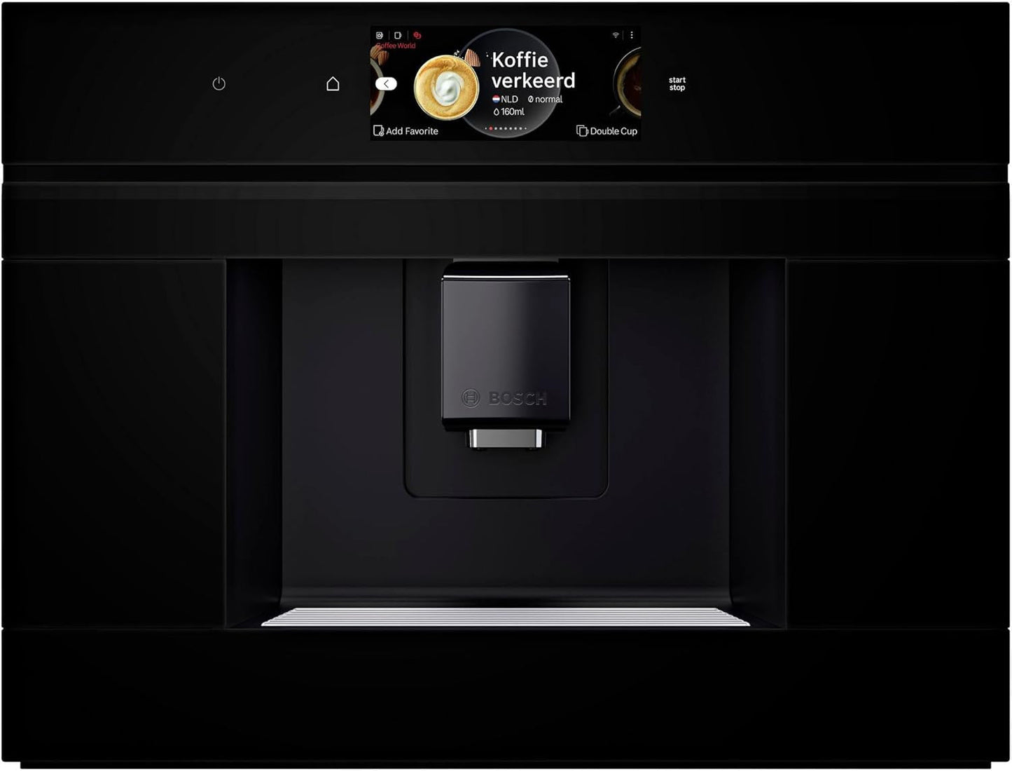 Bosch CTL7181B0, Inteligentny wbudowany automatyczny ekspres do kawy serii 8, 45,5 x 59,4 cm, ekran dotykowy TFT, bardzo cichy młynek ceramiczny, funkcja samooczyszczania AutoMilk Clean, zbiornik na wodę 2,4 l, czarny