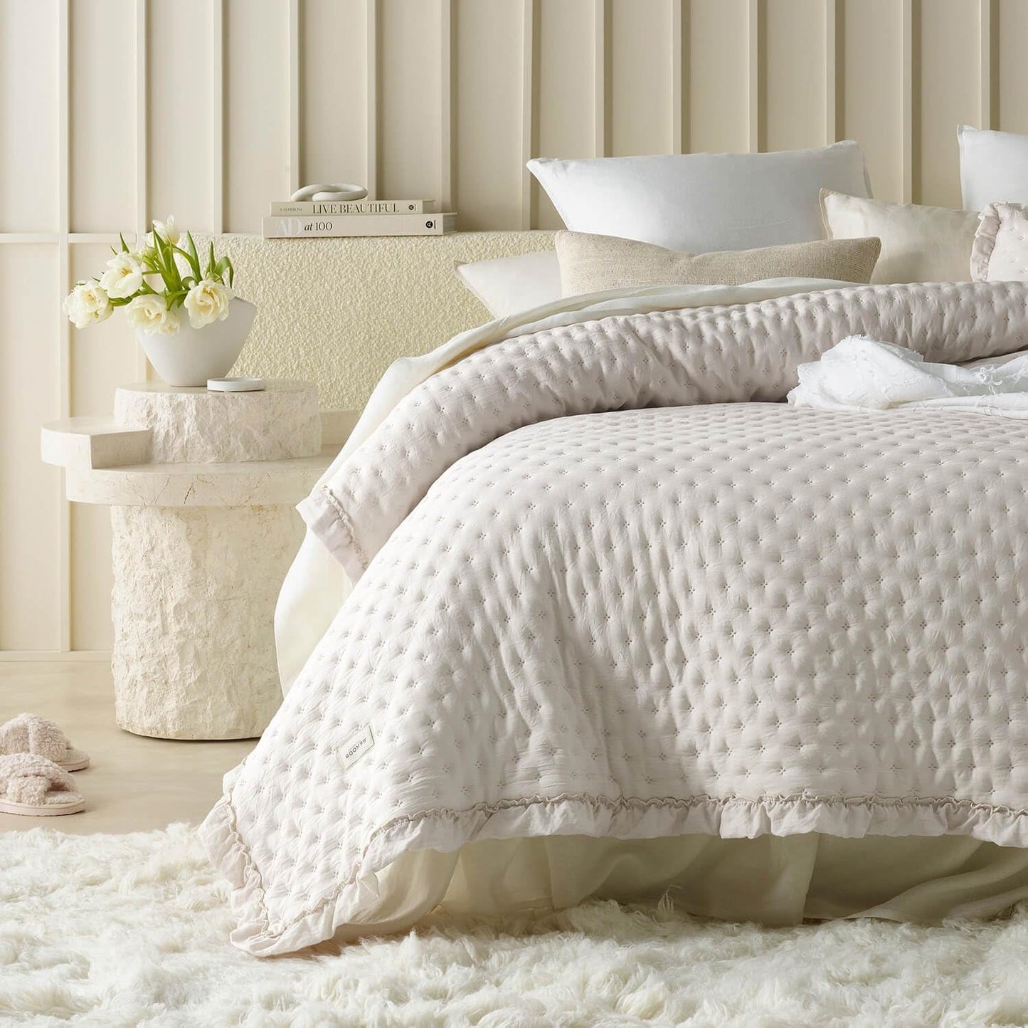 Molly Elegancka narzuta na łóżko w kolorze pudrowego różu 170 X 210 cm Narzuta uniwersalna jako narzuta lub sofa Narzuta na łóżko i sofę Styl koca Idealny jako narzuta Łóżka i koce Besuche den ROOM99-Store Beige 220X240