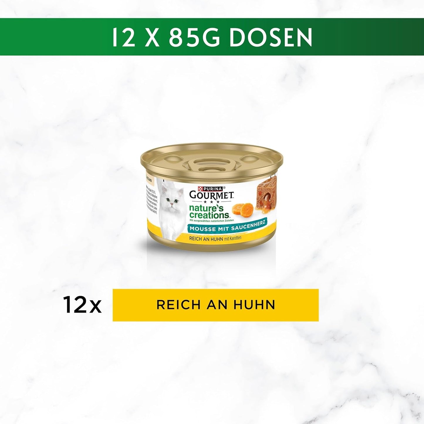 Gourmet Nature's Creations Heart Sauce Mousse Mokra karma dla kotów, bogata w kurczaka, opakowanie 12 szt. (12 x 85 g)
