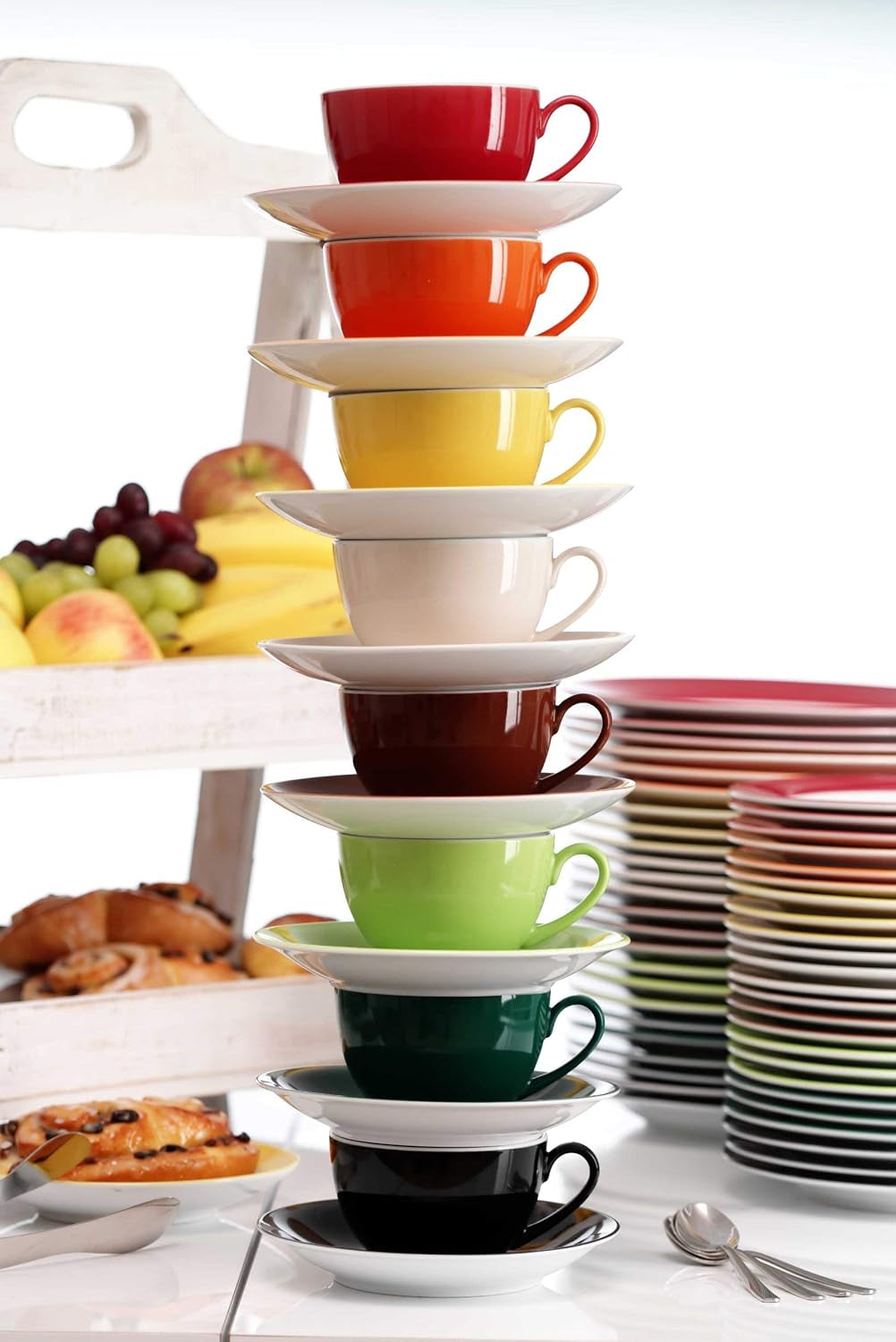 Serwis kawowy Ritzenhoff & Breker Doppio, 12 szt., porcelana, czerwony