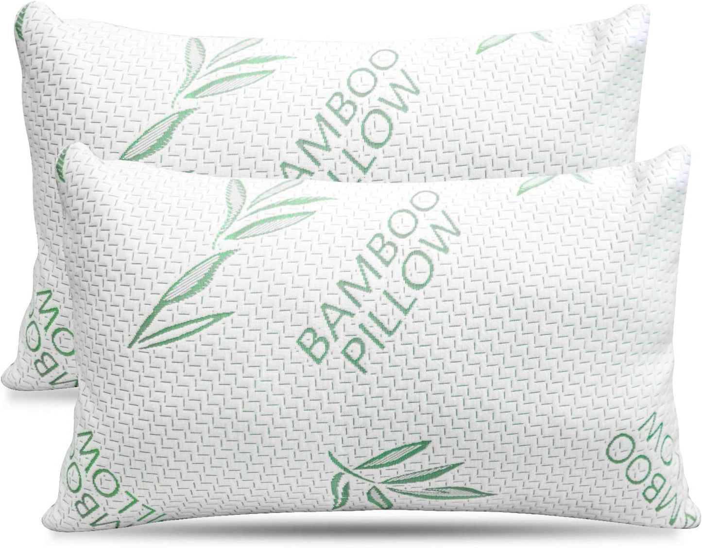Poduszka bambusowa King Size 2-pak - rozdrobniona pianka z pamięcią kształtu Regulowana poduszka do spania - plecy, brzuch, część sypialna na boku, zdejmowane pokrycie, chłodzący puch hotelowy Alternatywa, King (2 sztuki) Poduszki standardowe Naty Shop Tytuł domyślny