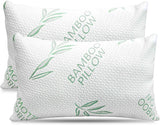 Poduszka bambusowa King Size 2-pak - rozdrobniona pianka z pamięcią kształtu Regulowana poduszka do spania - plecy, brzuch, część sypialna na boku, zdejmowane pokrycie, chłodzący puch hotelowy Alternatywa, King (2 sztuki) Poduszki standardowe Naty Shop Tytuł domyślny