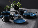 CreaTable, 20149, seria Nordic Fjord Blue, 16-częściowy zestaw naczyń obiadowych dla 4 osób, usługa łączenia porcelany, można myć w zmywarce i używać w kuchence mikrofalowej, jakość produkcji