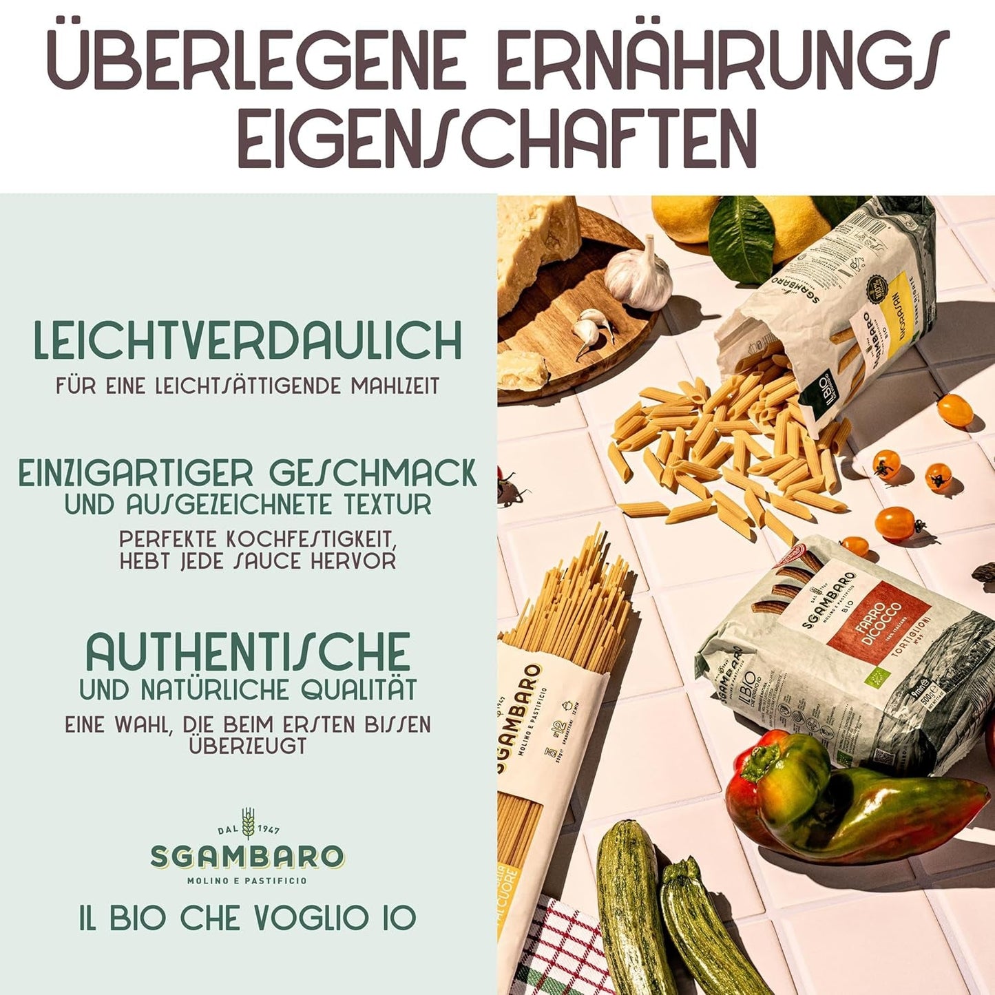 Organiczny makaron spaghetti nr. 5 - 500 g pszenicy Khorasan – Starożytna pszenica, bogata w białko, w 100% włoska, wszechstronna w kuchni i bogata w składniki odżywcze