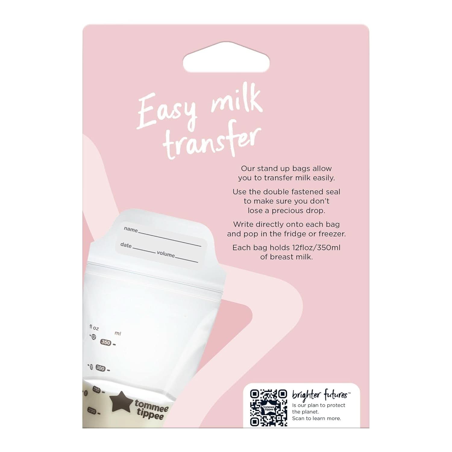Tommee Tippee Closer to Nature Worki do przechowywania mleka matki, wstępnie sterylizowane, 350 ml Akcesoria Żywność i karmienie piersią Sklep Bebe Naty